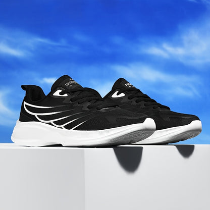 2025 New Arrival Men'S White  Red Sneakers - Breathable Mesh, Soft Bottom, Casual Sports Shoes for Running  Daily Wear, Casual Athletic Shoes   Modern Casual Shoes   Breathable Upper, Running Shoes