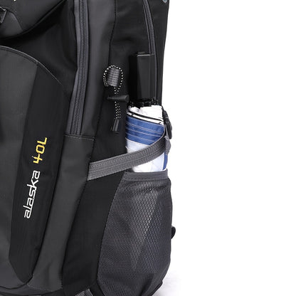 40L Black Oxford Backpack for Hiking, Travel & Outdoor Adventures - Lightweight, Durable with Adjustable Straps, Design, Perfect for Camping, Cycling & Student Use
