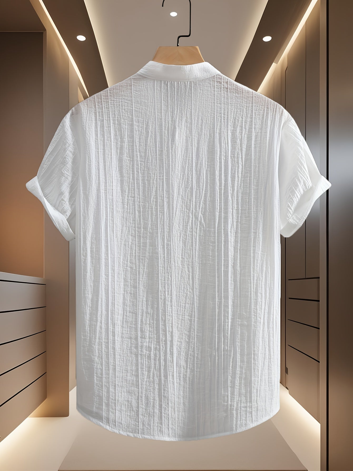 Men's Breathable Solid Color Stand Collar Short-Sleeve Shirt