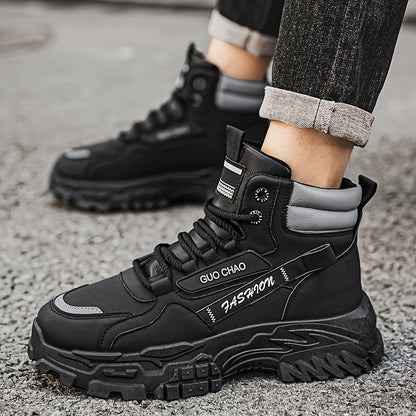 Men's High-Top Work Boots - Durable, Non-Slip, Lace-Up Casual Sneakers for All Seasons
