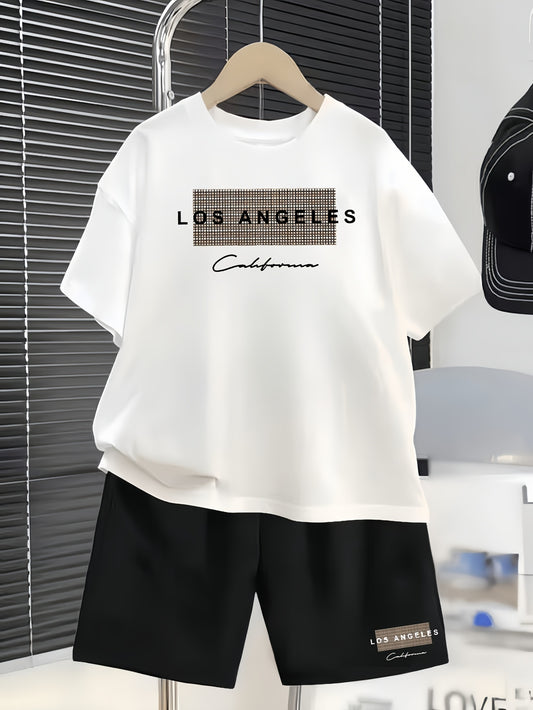 Kids Casual Short Sleeve T-Shirt and Shorts Set for Spring