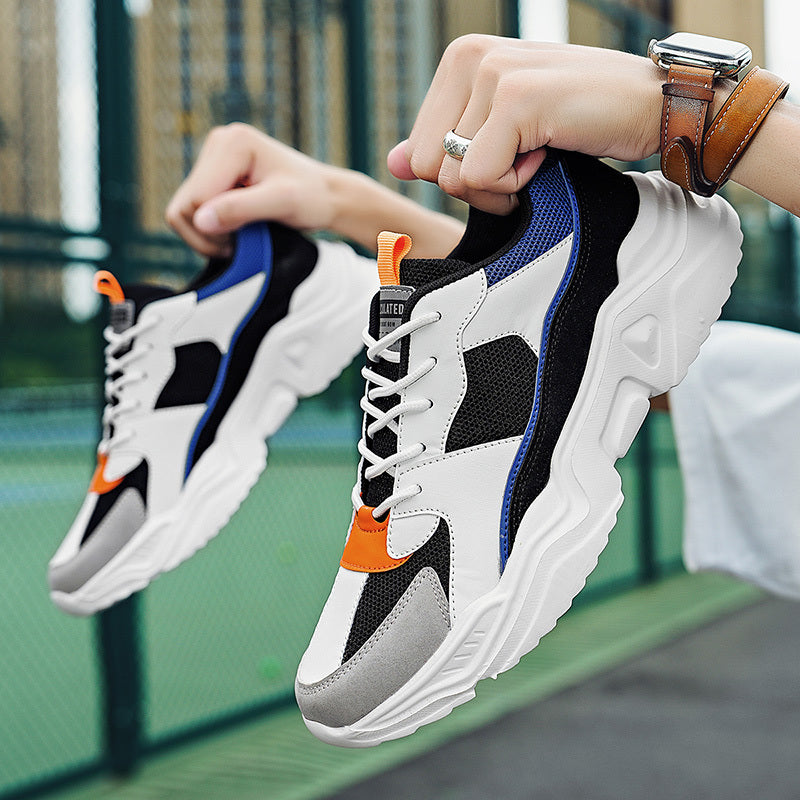 Men's casual sports shoes, thick-soled multi-color block Men's casual shoes, low-top street fashion breathable mesh shoes, suitable for daily leisure, running, jogging and other outdoor activities