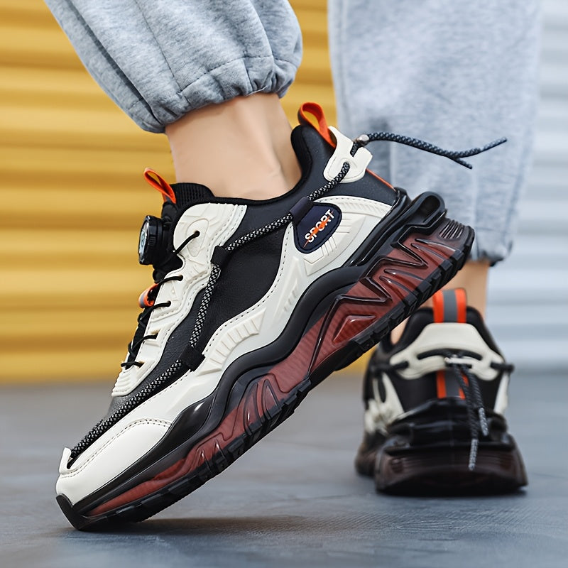 Men'S Preppy Sports Sneakers - All-Season Casual Lace-Up Shoes with Faux Upper, Fabric Inner  PVC Sole - Round Toe Low Top for Daily Wear