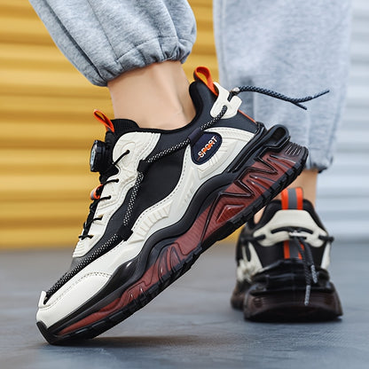 Men'S Preppy Sports Sneakers - All-Season Casual Lace-Up Shoes with Faux Upper, Fabric Inner  PVC Sole - Round Toe Low Top for Daily Wear