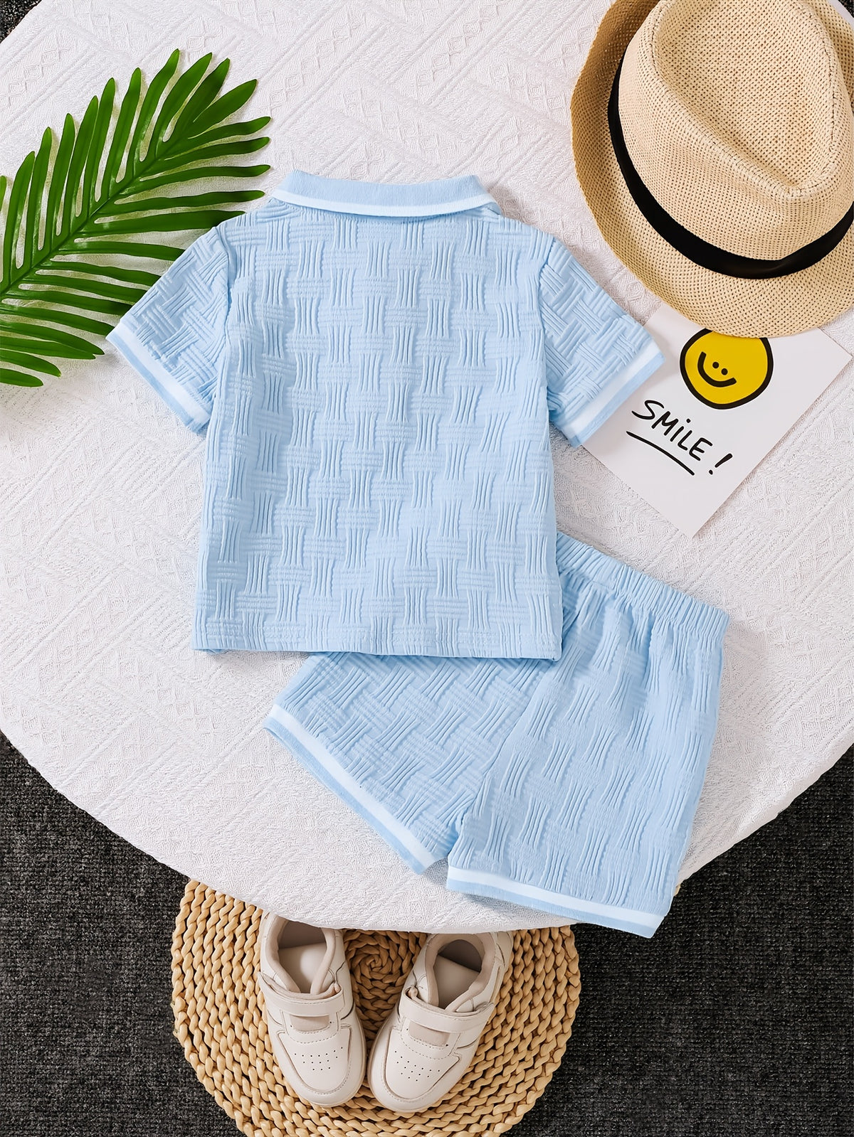 Boys' Summer Polo Shirt & Shorts Set - Preppy Casual Outfit - ayq
