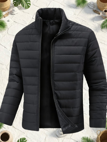 Men's Winter Slim Fit Fleece-Lined Stand Collar Coat