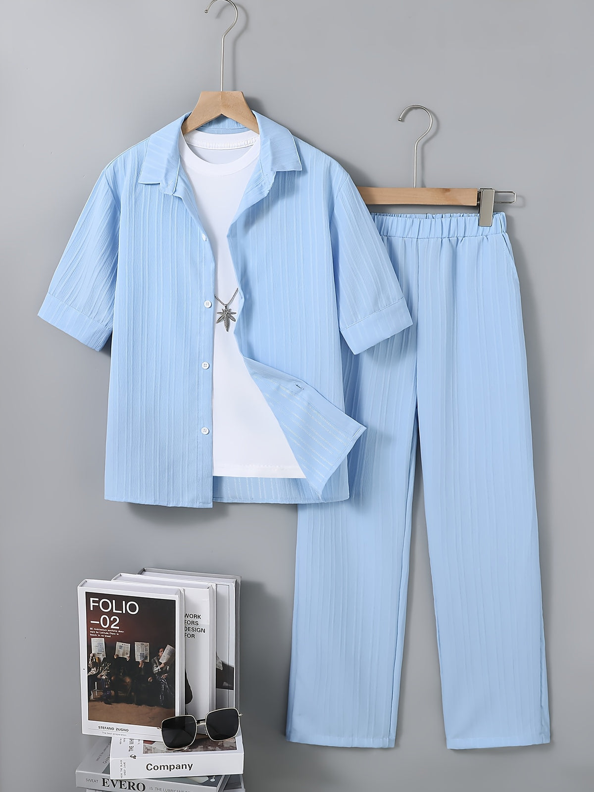 Boys' Preppy Long Pants Set for Spring Summer Fall - ayq