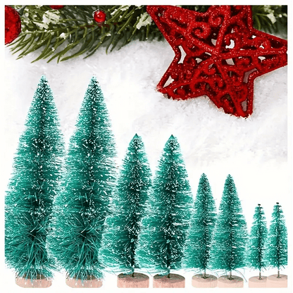 36pcs 5Cm/1.968 Inch Mini Snow Frost Tree Winter Mini Pine Base Bottle Brush Tree Plastic Winter Snow Decoration (Green) New Year Decoration Accessories, Artificial Snow Scenery Mini Pine DIY Decoration, Party Supplies, Home