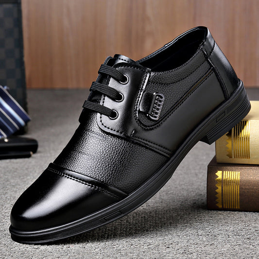 Men's Casual Business Lace-Up Low-Top Shoes, Anti-Slip Rubber Sole - ayq
