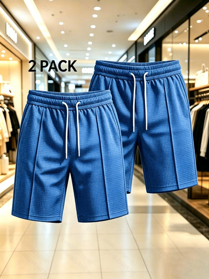 Men's Casual Summer Sports Shorts 2-Pack in Solid Colors