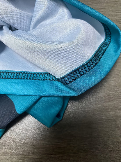 [Casual Chic] Men'S Casual Color Block T-Shirt - Short Sleeve, Round Neck, 3D Print, Lightweight 150g/㎡ Polyester, Stylish Teal  Black Stripe Design for Casual Attire, Versatile Tshirt   Modern Casualwear   3D Print Shirt,