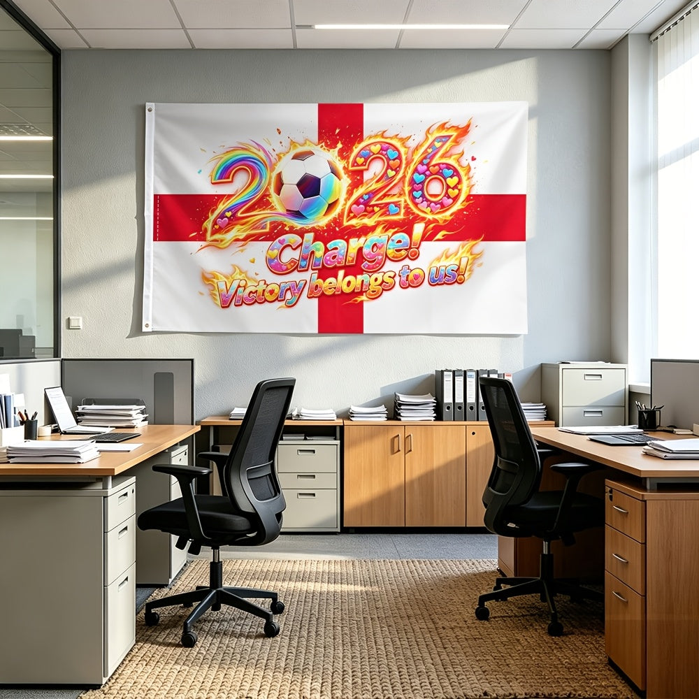 England 2026 Football Fan Flag - Vibrant Polyester, Fade-Resistant