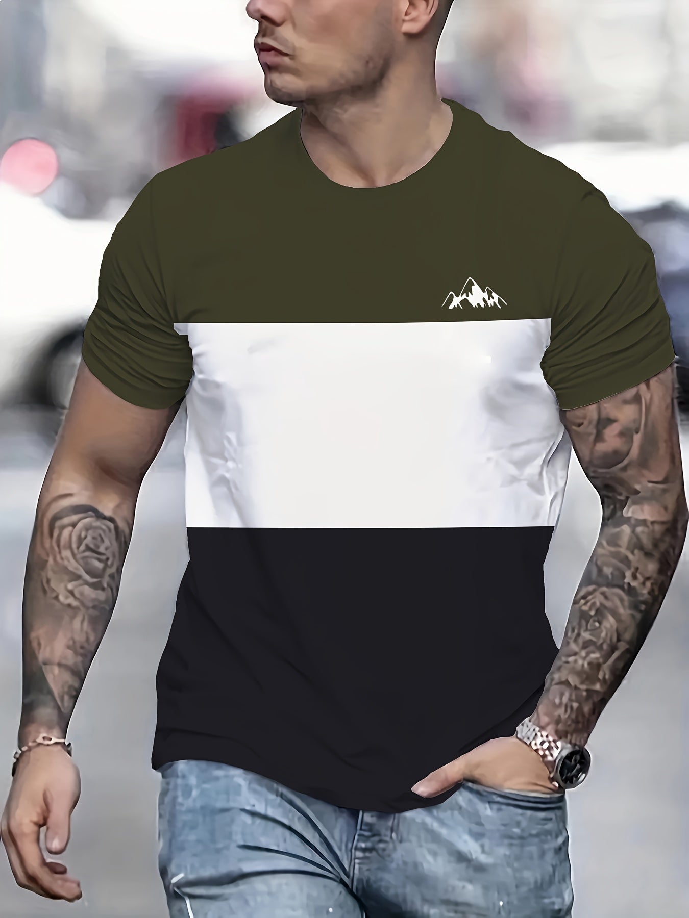 Men'S New Striped Quick-Dry T-Shirt, Featuring 3D Printing, a Round Neck, Mesh Fabric, Short Sleeves, Perfect for Casual Wear And Fitness.