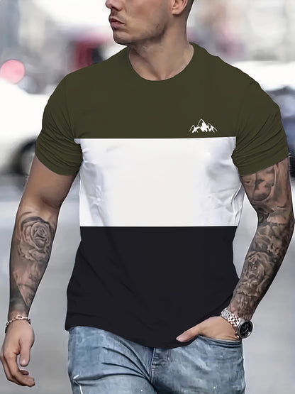 Men'S New Striped Quick-Dry T-Shirt, Featuring 3D Printing, a Round Neck, Mesh Fabric, Short Sleeves, Perfect for Casual Wear And Fitness.