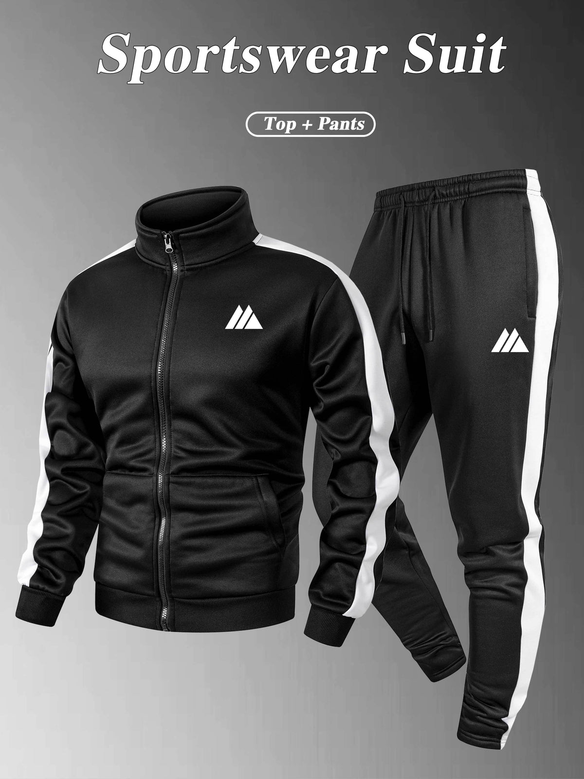 Men's Thickened Casual Sports Tracksuit Set with Zipper Jacket