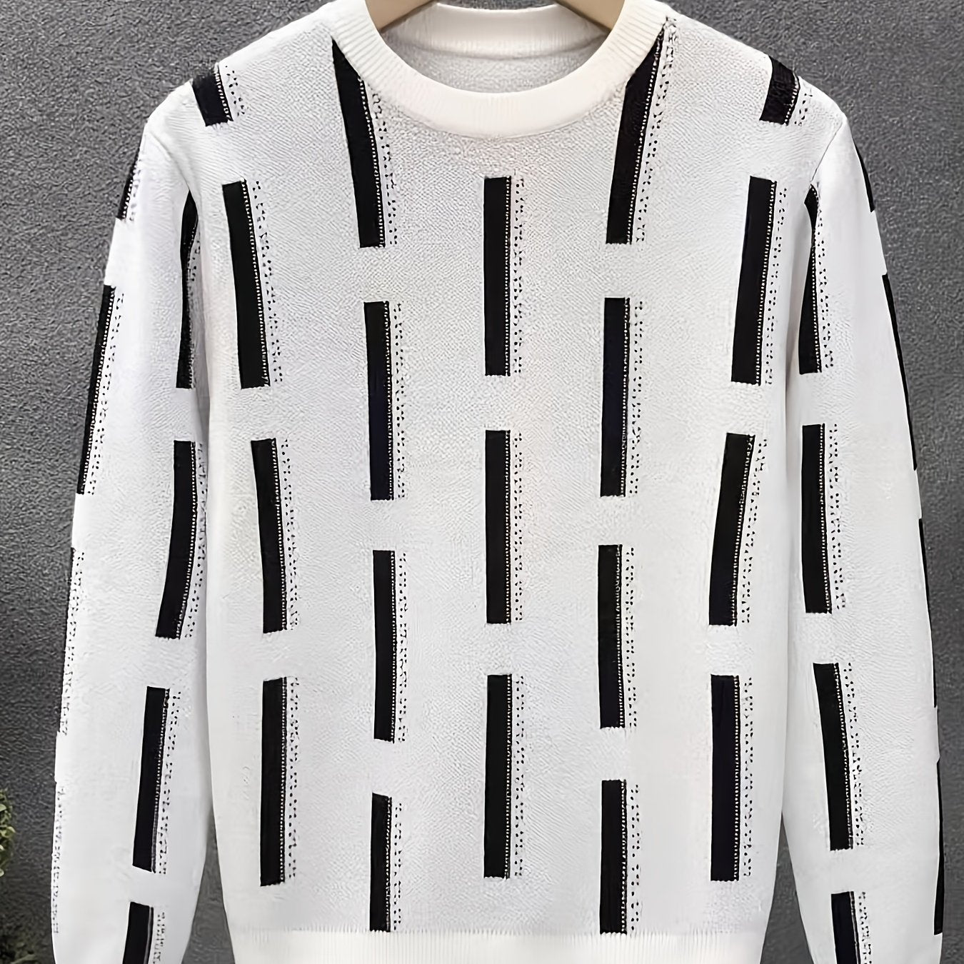 New Fashion Trend Men'S Jacquard Half-High Neck Knitted Long Sleeve Pullover