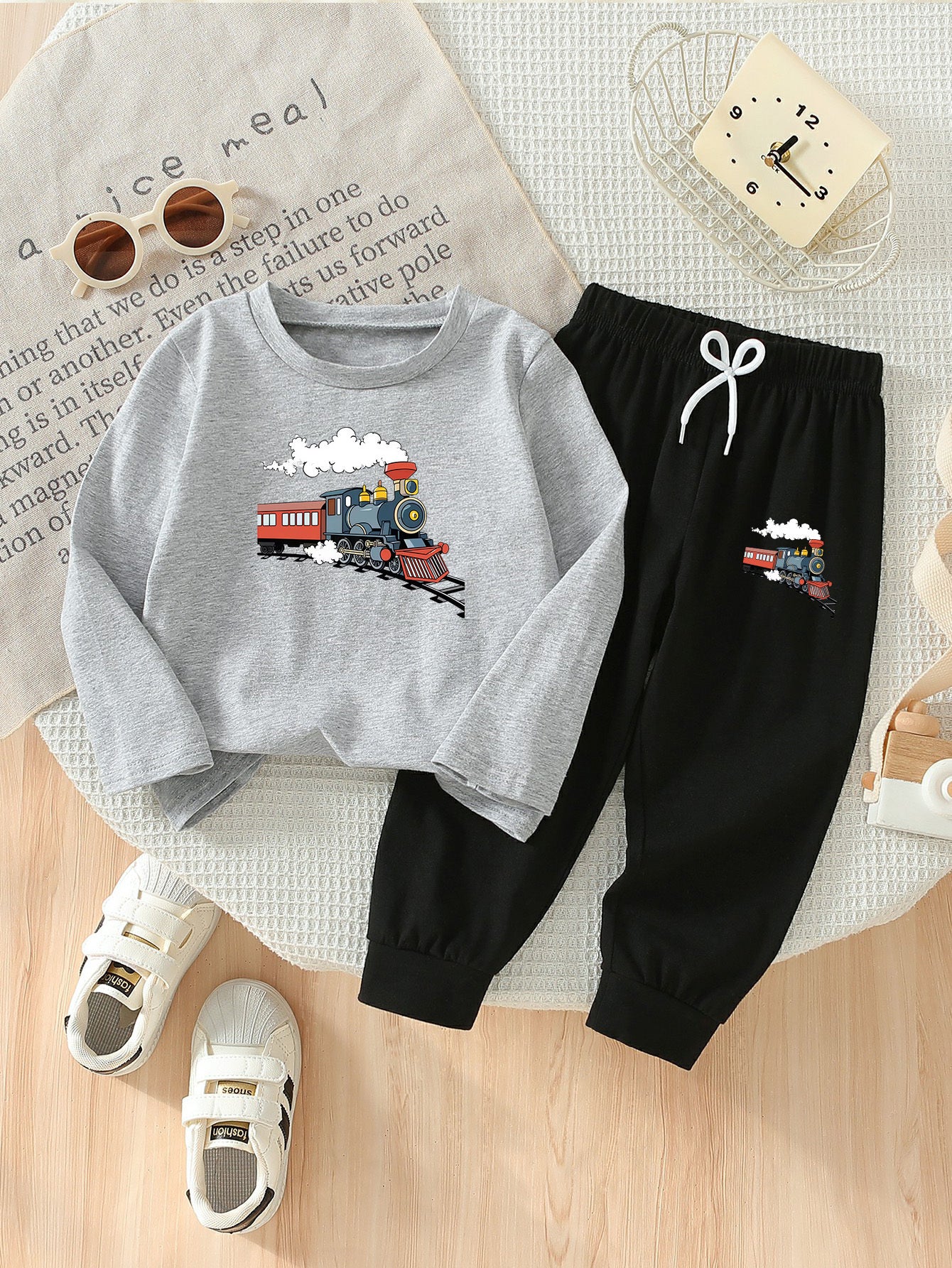 Boys' Casual Cotton Long Sleeve T-Shirt & Pants Set - Spring/Fall