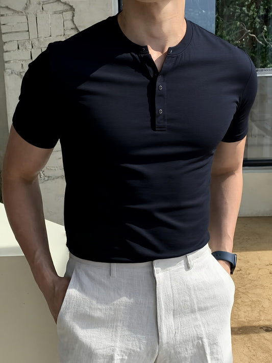 1pc Men's Spring Summer Casual Short Sleeve T-Shirt - Round Neck, Solid Color, Breathable Fabric, Regular Fit for Casual Attire  Light Exercise, Cute Shirts for Summer, Classic Henley, Easycare Material, Soft Texture Shirt