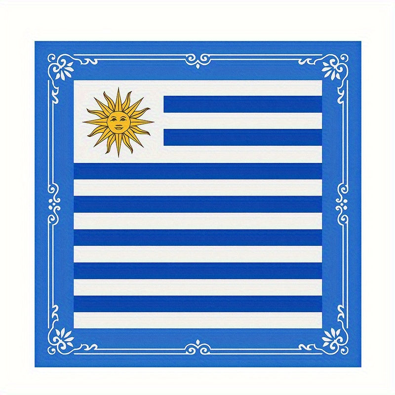 Uruguayan Flag Scarf 35-Inch Square Breathable Polyester