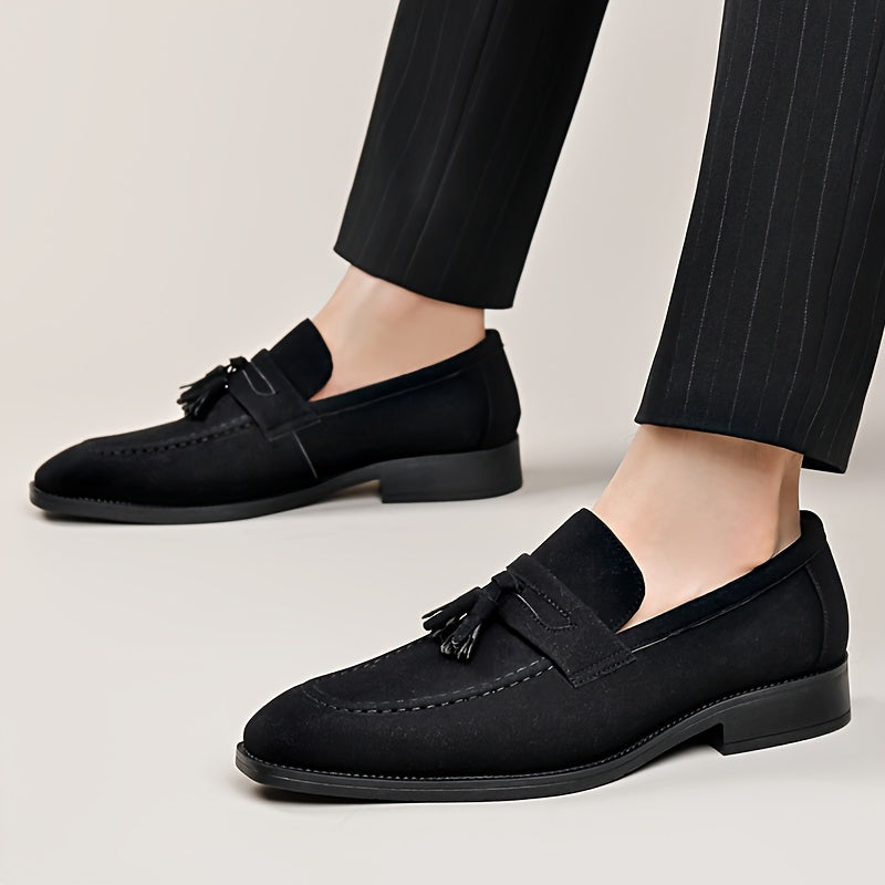 Men's Slip-On Tassel Loafers with Rubber Sole - Casual & Business