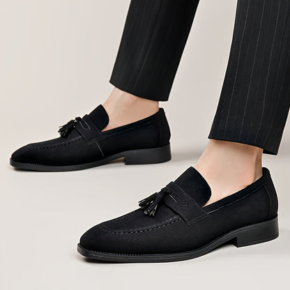 Men's Slip-On Tassel Loafers with Rubber Sole - Casual & Business