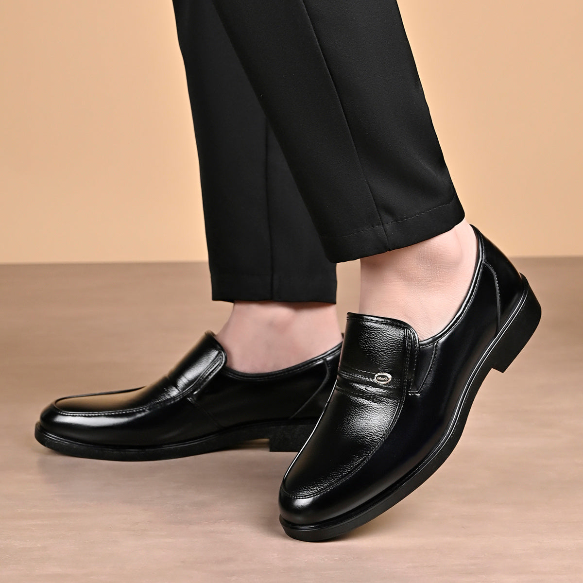 Men's Classic Business Casual Slip-On Loafers with Rubber Sole