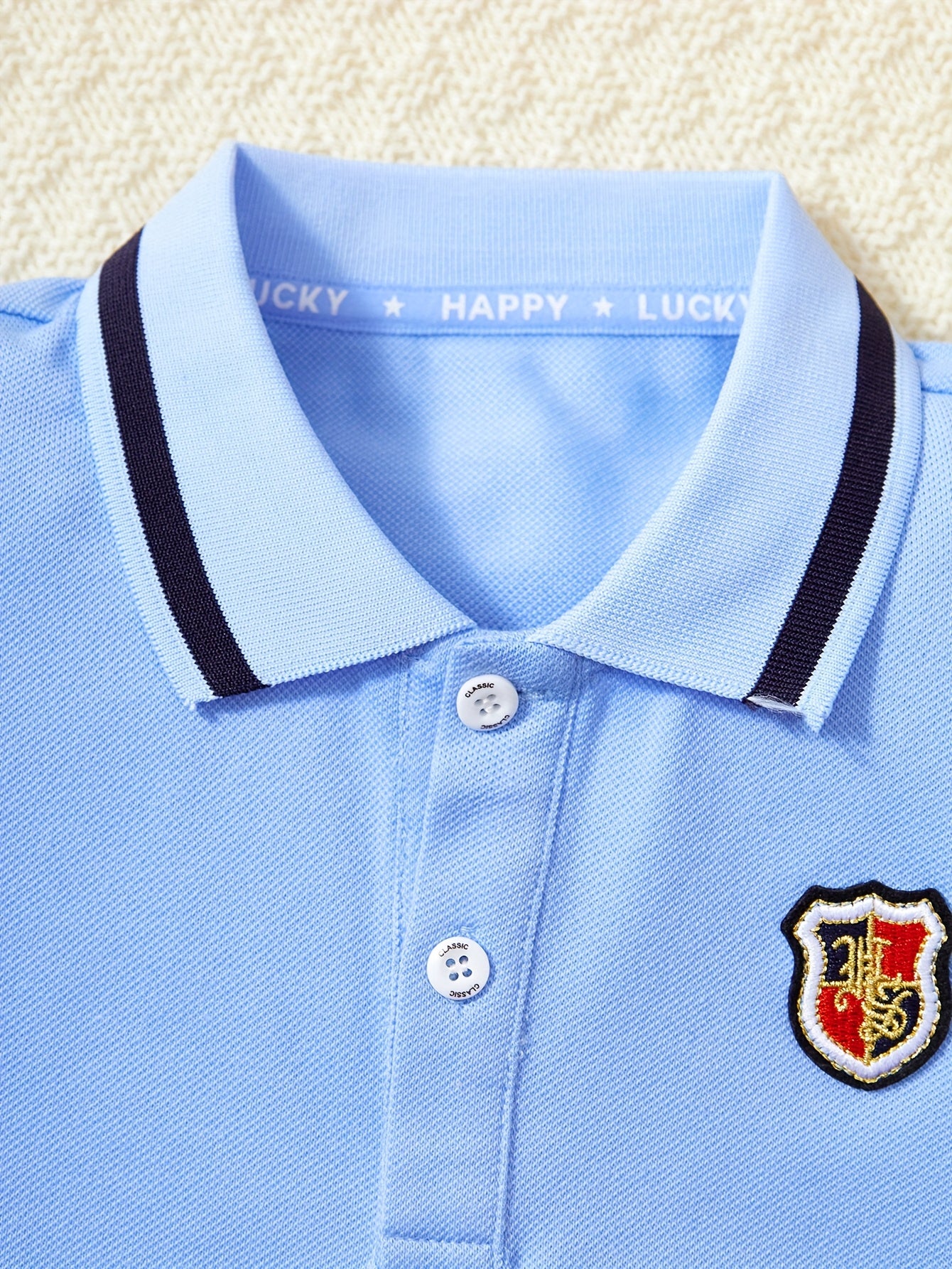 Boys' Long-Sleeve Lapel Cotton T-Shirt for School Uniforms