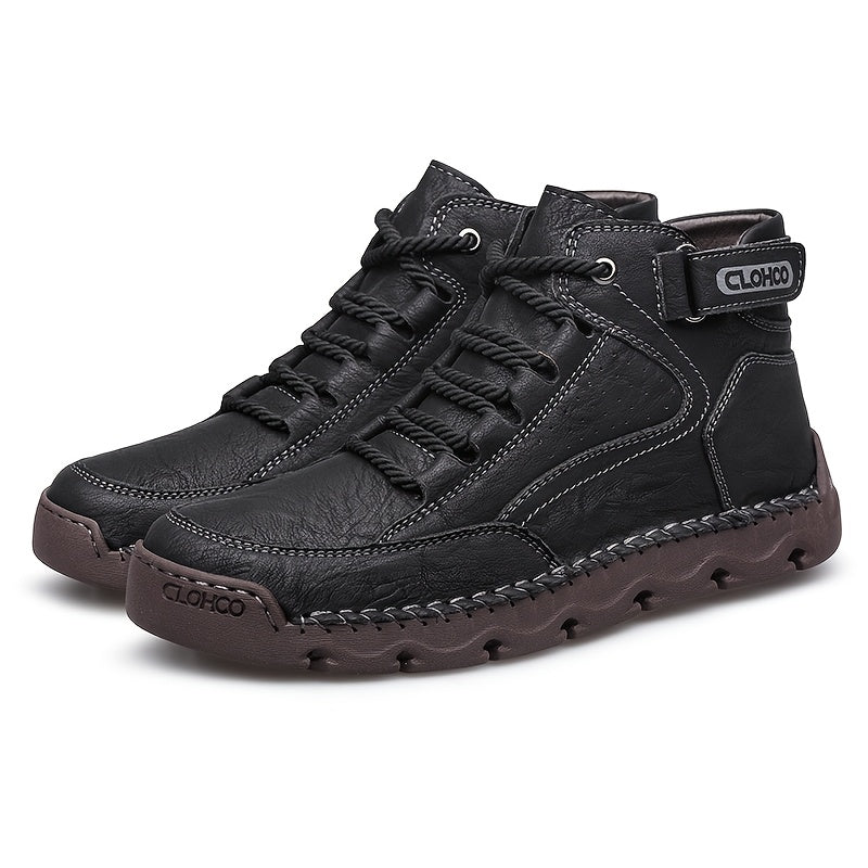 Men's Casual Ankle Boots with Warm Plush Lining, Rubber Sole