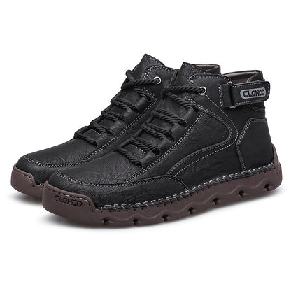 Men's Casual Ankle Boots with Warm Plush Lining, Rubber Sole