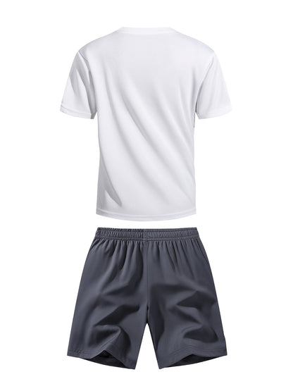Boys' Quick-Dry Summer Shirt & Shorts Set with Reflective Strips