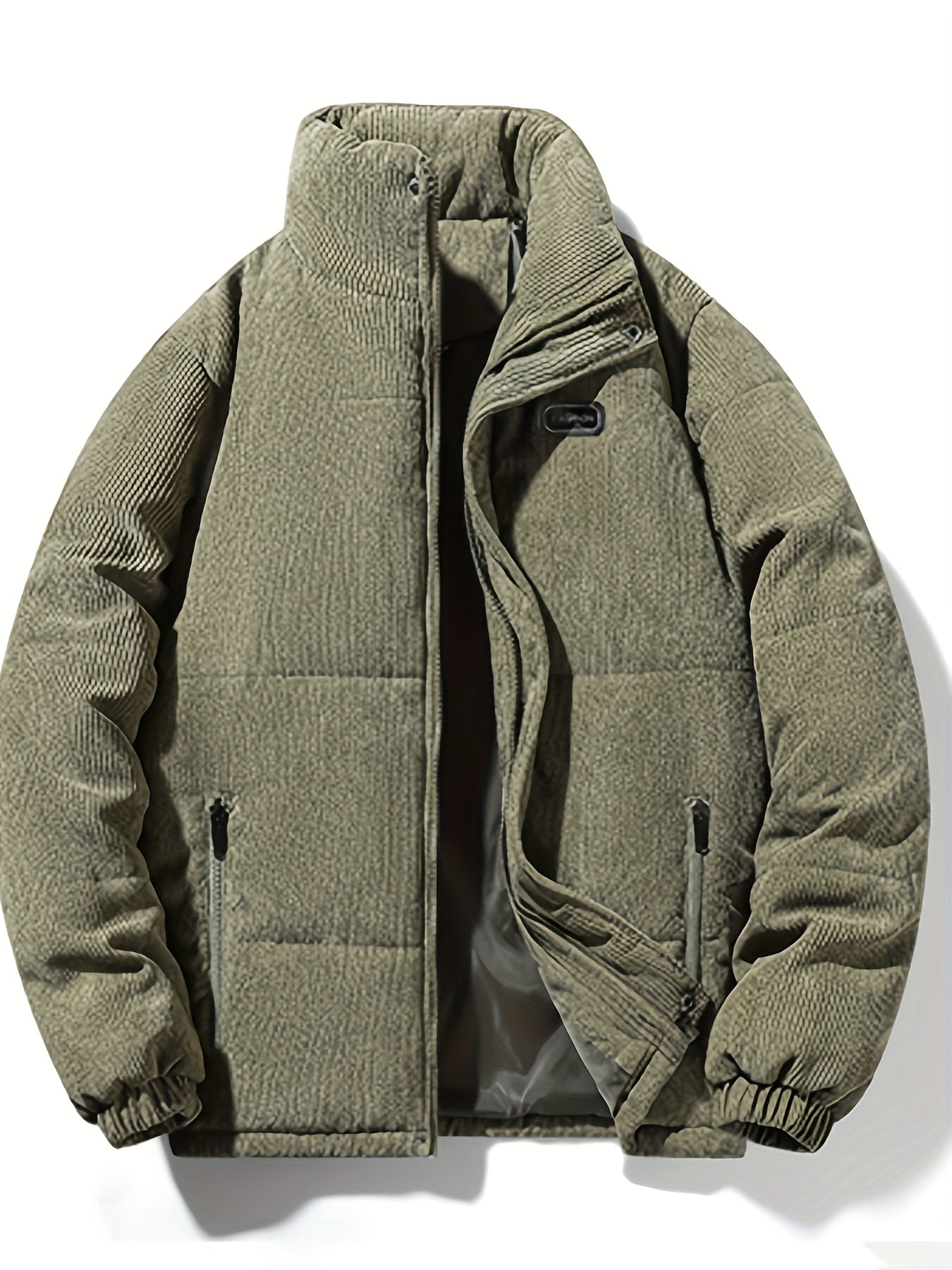 Men'S Heavyweight Winter Jacket - Thermal Insulated Cold Weather Coat with Full-Zip Closure, Front Zipper Pocket - Brown Outer Shell for Everyday & Formal Use - Non-Stretch Fabric Construction - Fall/Winter Outerwear, Winter