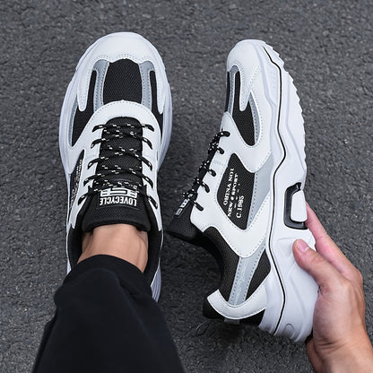 Men's Trendy Chunky Shoes, Comfy Non Slip Lace Up Casual Soft Sole Sneakers For Men's Outdoor Activities