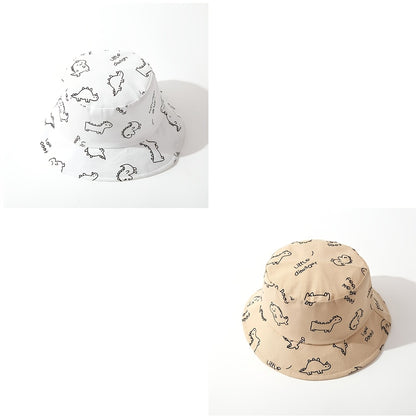 2pcs Breathable Cartoon Dinosaur Baby Bucket Hats for Boys & Girls