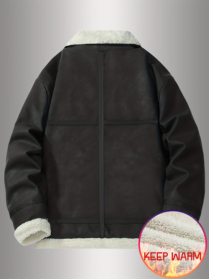 Men's Heavy-Duty Winter Bomber Jacket with - Full-Zip Workwear Coat, Collar & Full-Zip Front, Full-Zip Closure (No Bulk), Golden-Tone Button-like Closure, Hand Washable - Tan/Beige/Brown/Pink/Gray/Purple