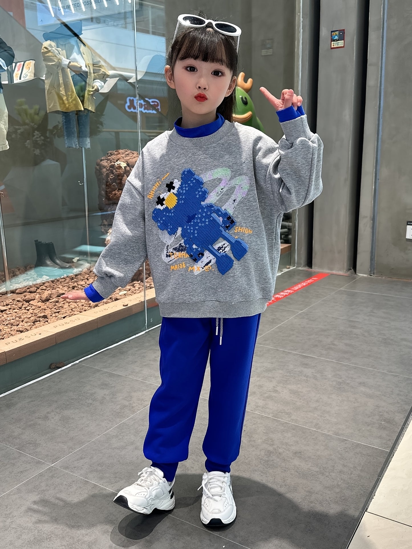 Girls' Casual Cotton Sweatshirt & Pants Set for Fall-Winter