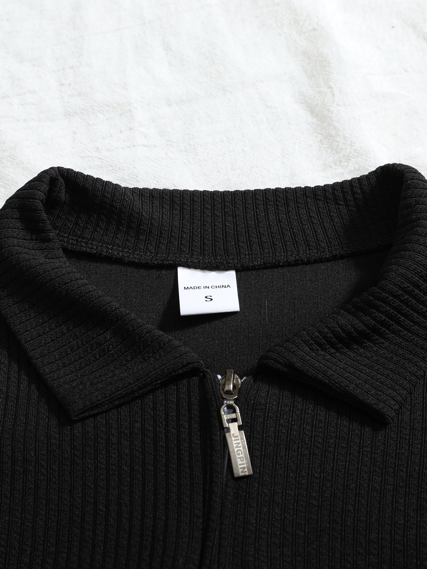 Men's Casual Long-Sleeve Ribbed Half-Zip Polo for Fall/Winter