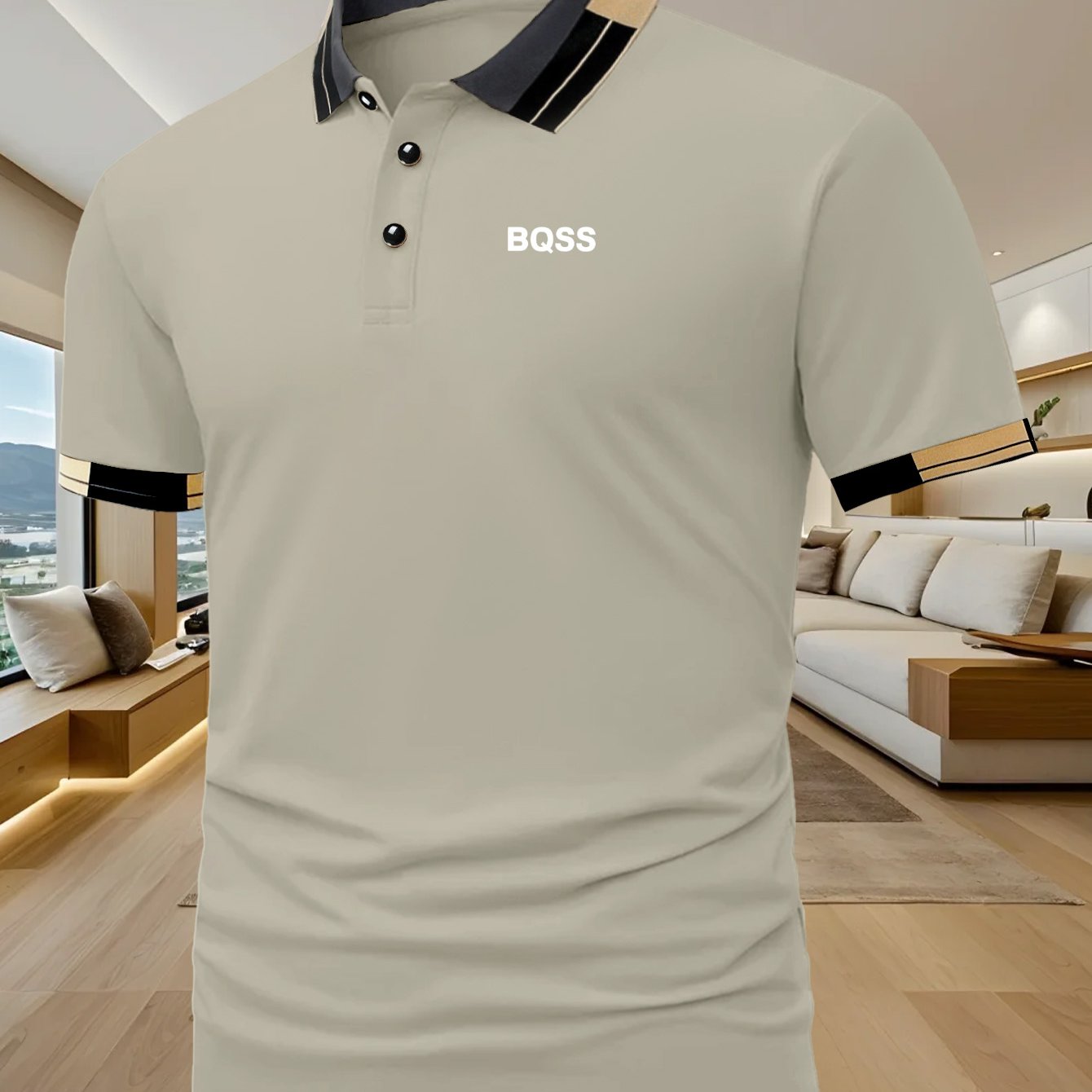 Classic BQSS Print Men'S Polo Shirt | Simple and Fashionable, High-end Fabric, Suitable for Daily Leisure and Fitness, Summer Season, Short Sleeve, Regular Fit - ayq