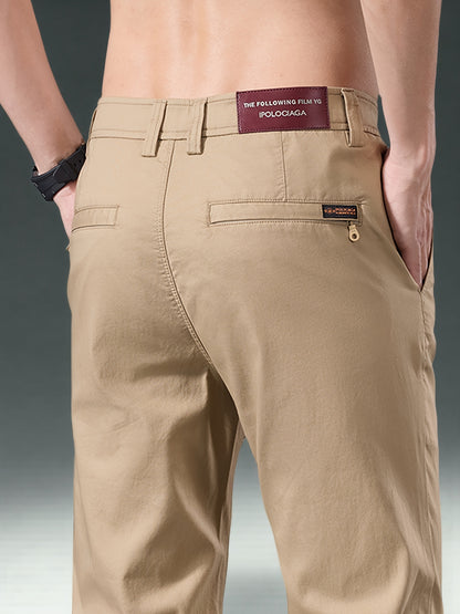Men's High-End Cotton Twill Chinos - Comfortable Casual Fit