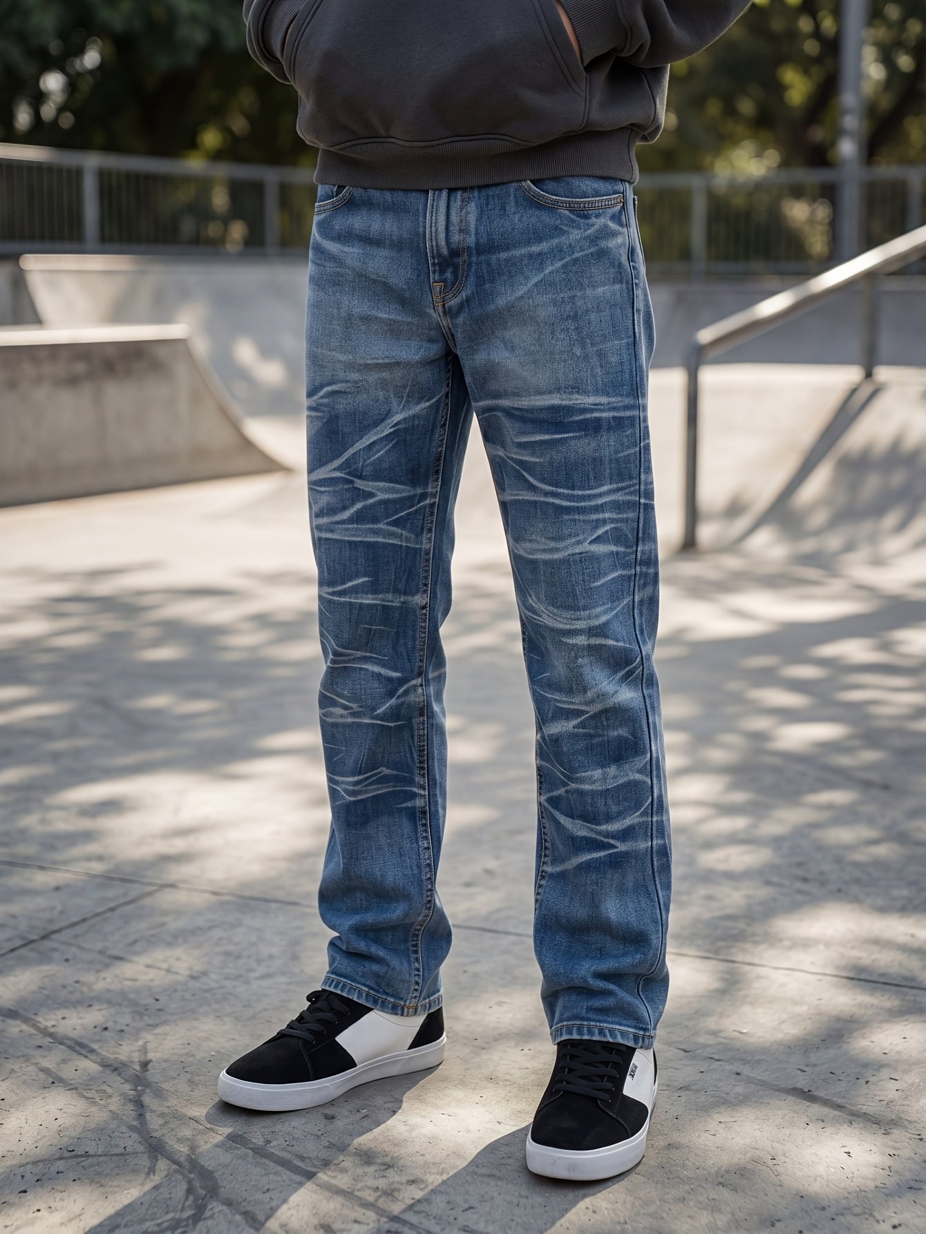 Boys' Ombre Washed Denim Jeans, Casual Streetwear Pants