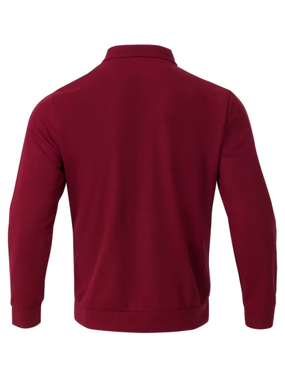 Men's Spring/Fall Sporty Lapel Waffle Knit Zip Jacket
