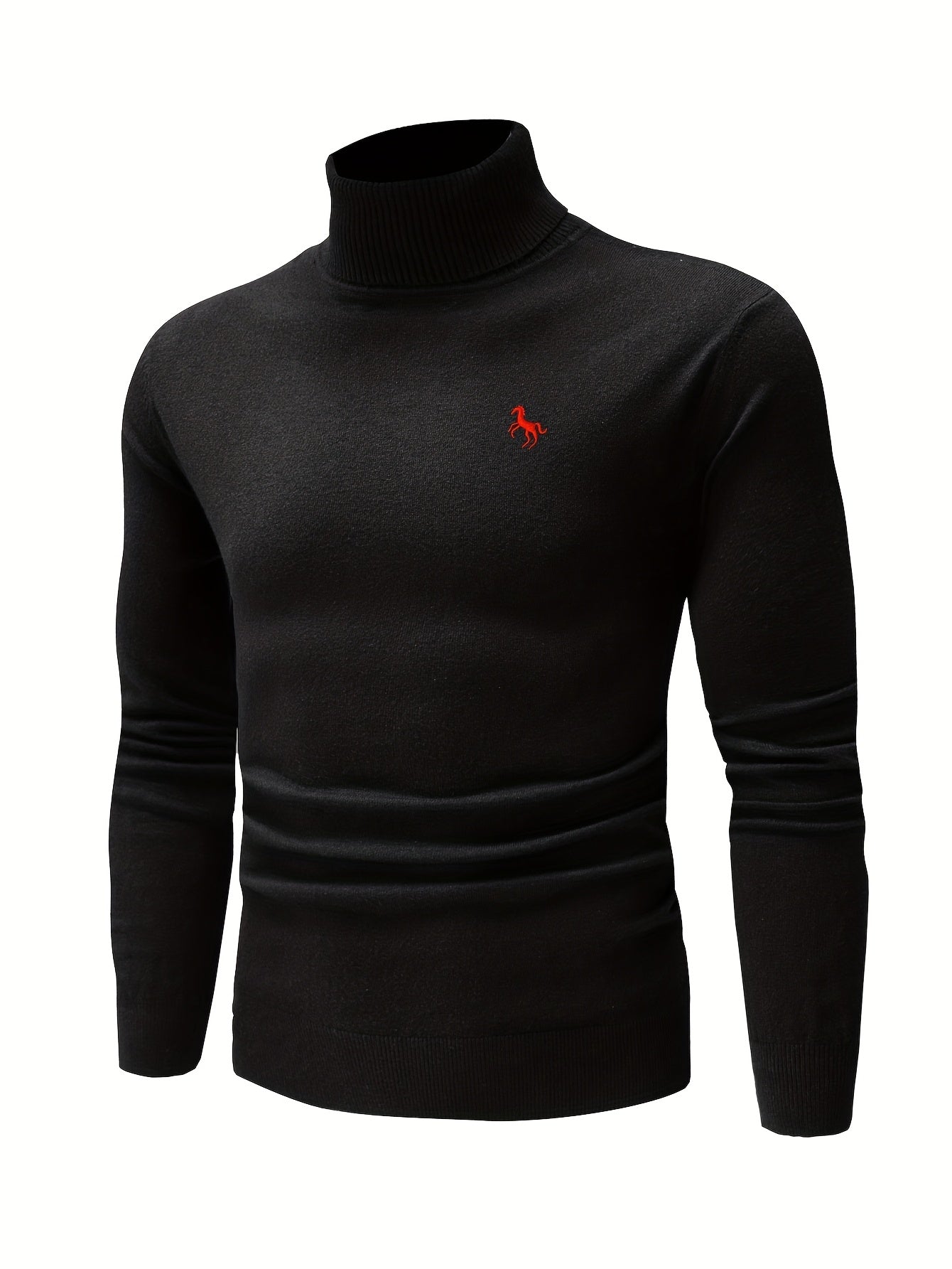 Men's Slim Fit High-Neck Knitted Pullover Sweater for Fall/Winter
