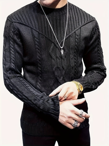 Men'S Gentlemanly Mature Round-Neck Pullover Knitwear for Autumn And Winter
