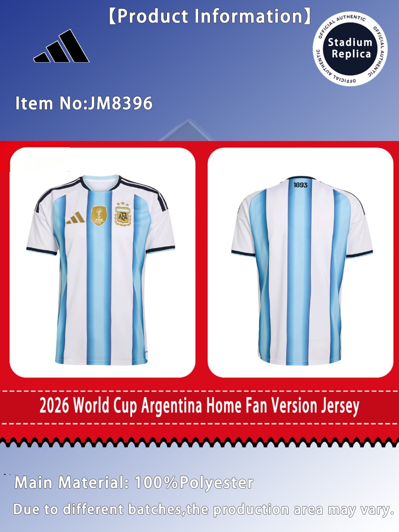 Argentina World Cup 2026 Soccer Jersey Quick-Dry T-Shirt
