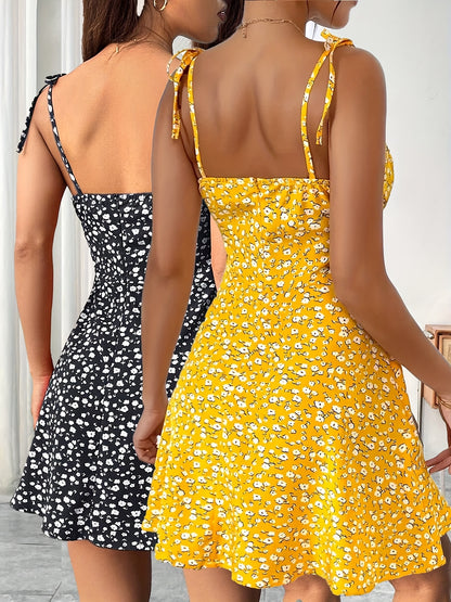 Elegant Women's Spring Mini Slip Dress with Floral Print