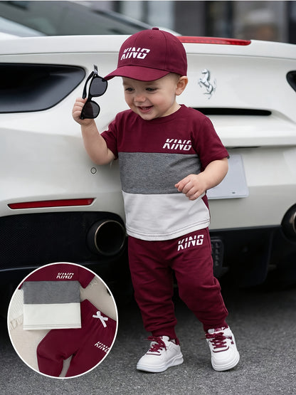 Toddler Boys' Casual Color-Block T-Shirt & Elastic Waist Pants Set - ayq