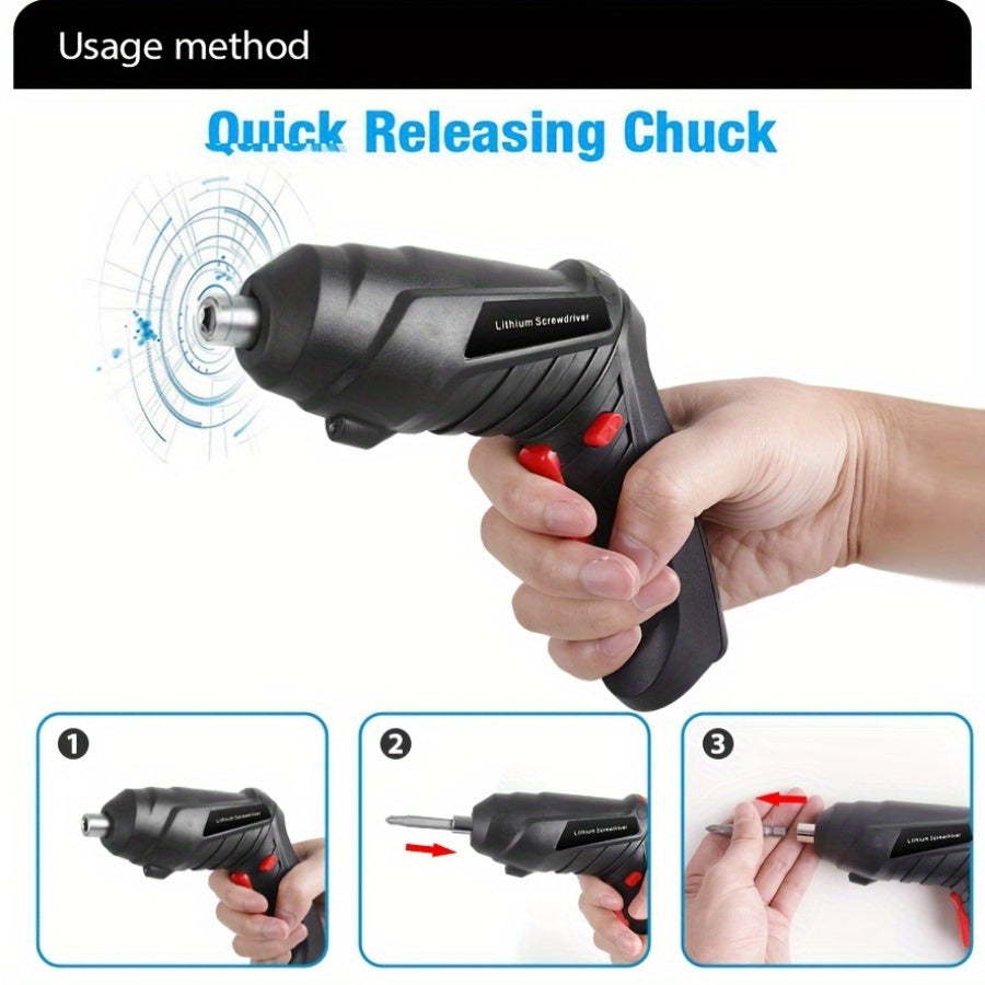 47 Rechargeable Cordless Electric Screwdriver Sets - Versatile Rotary Tools with LED Lights, Suitable for Home Repairs, Woodworking, And Household Projects.