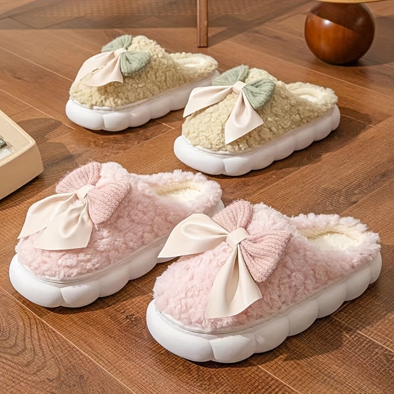 Women’s Plush Slip-On Slippers with Anti-Slip Thickened Soles