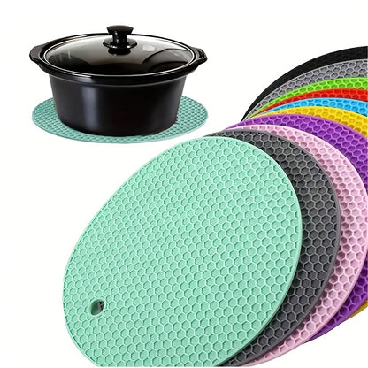 4pcs Multifunctional Round Heat Resistant Silicone Mat Cup Coasters Non-Slip Pot Holder Table Placemat Restaurant Accessories Tool Picnic Blanket