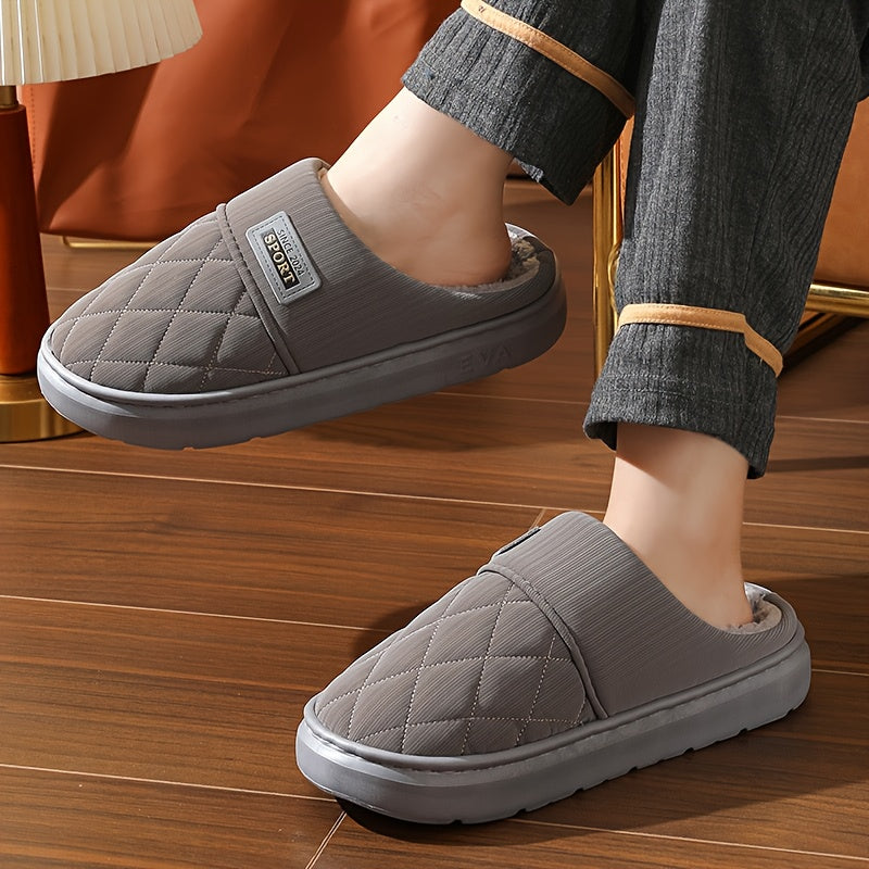 Men's Winter Oversized Slippers with Plush Lining & EVA Sole