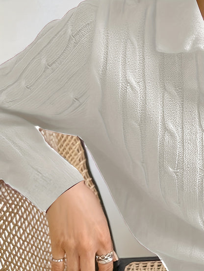 Elegant Long Sleeve Henley Pullover for Women - Fall/Winter Knit